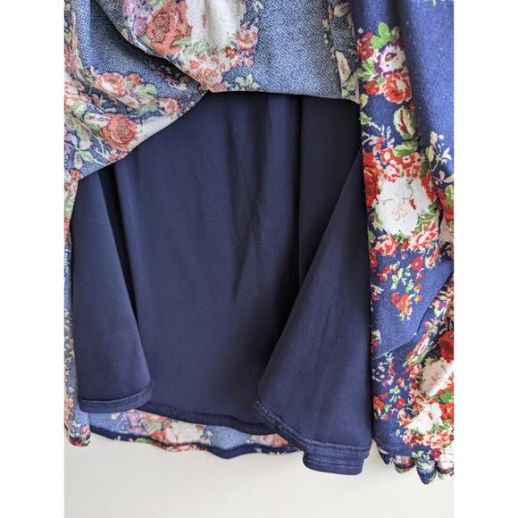 Altar'd State Mini Tank Dress Small S Navy Floral Zig Zag Back J215 - Picture 9 of 9